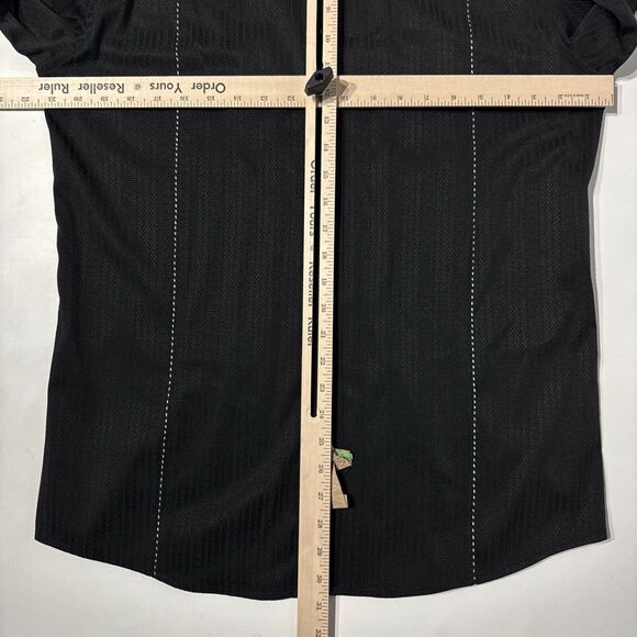 Roar Black Embroidered Contrast Stitching Stretchy Button Up Shirt Men's Size M - Picture 9 of 11